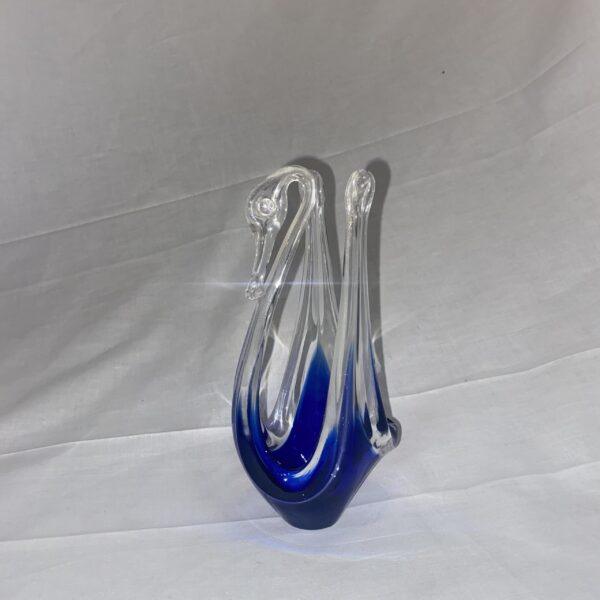 Statuetta Cigno in vetro di Murano blu